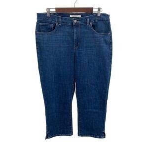 Levi Strauss Women's Size 14‎ Classic Capri Jeans Blue Denim Cropped Slit Hem